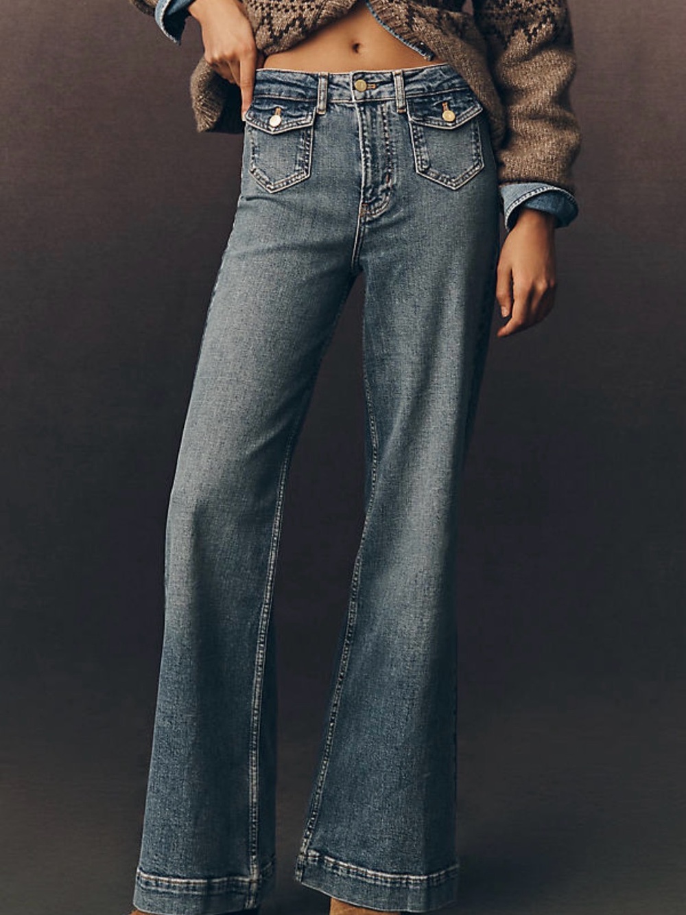 ilcro Pocket High-Rise Flare Jeans 33P Medium Denim